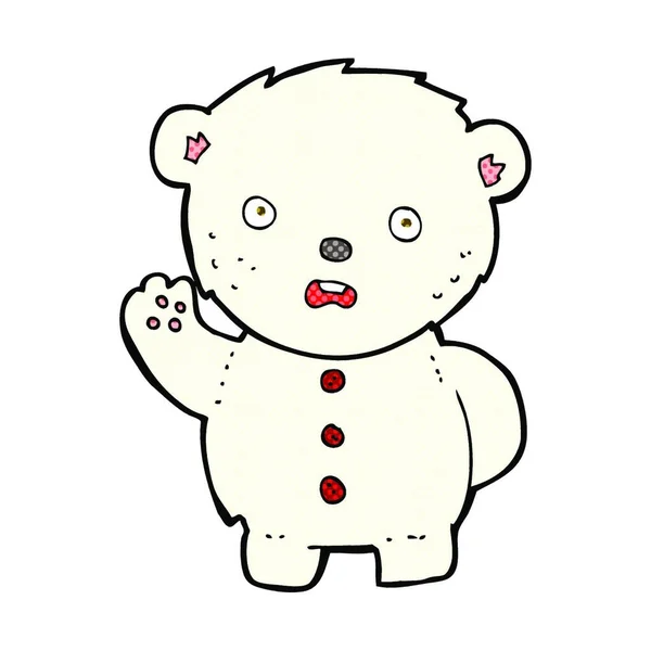 Retro Cómic Estilo Dibujos Animados Infeliz Oso Peluche Polar — Vector de stock