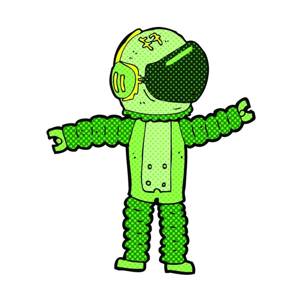 Bande Dessinée Rétro Style Astronaute Dessin Animé Atteignant — Image vectorielle