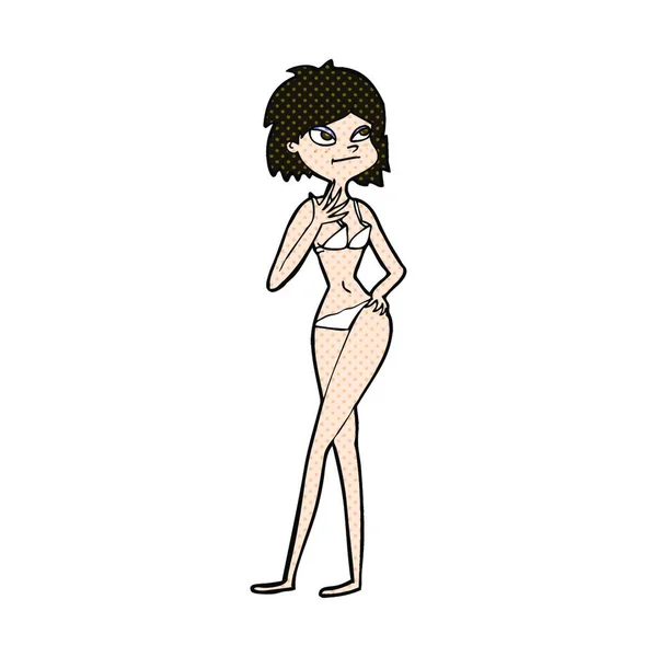 Retro Comic Book Style Cartoon Woman Bikini — Stock Vector
