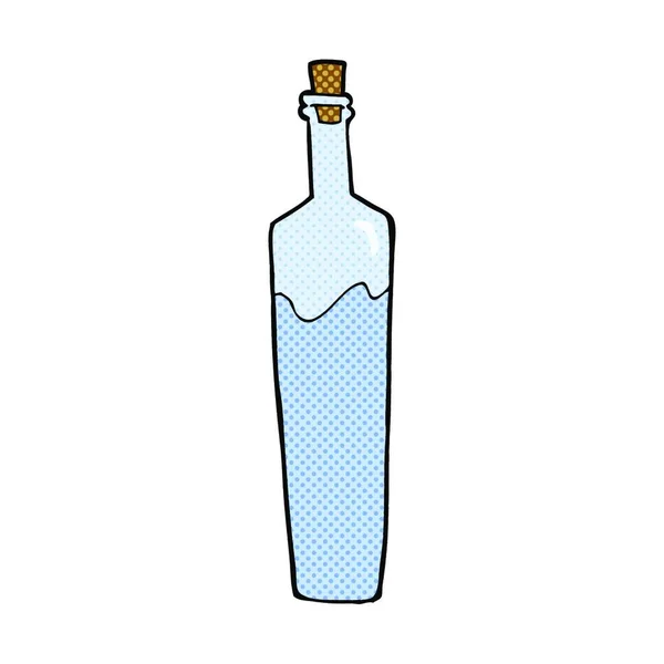 Retro Cómic Estilo Caricatura Elegante Botella — Vector de stock