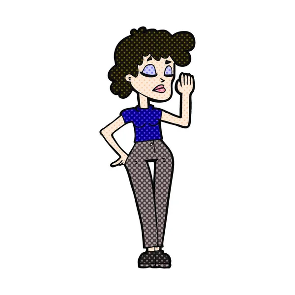 Retro Cómic Estilo Caricatura Mujer Ignorando — Vector de stock