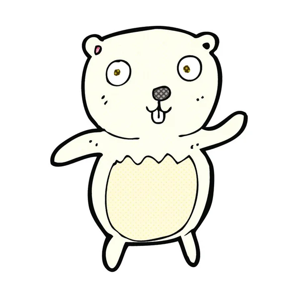 Retro Comic Book Style Cartoon Polar Bear Cub — Stock Vector