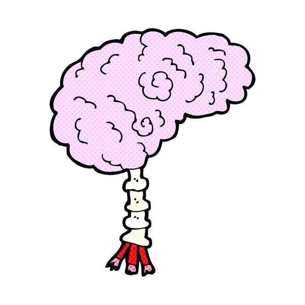 Retro Stripverhaal Stijl Cartoon Hersenen — Stockvector