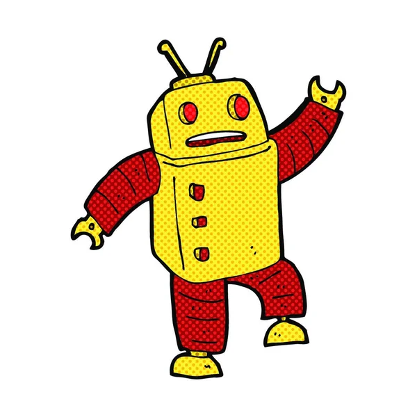 Retro Komiks Styl Kreslený Robot — Stockový vektor