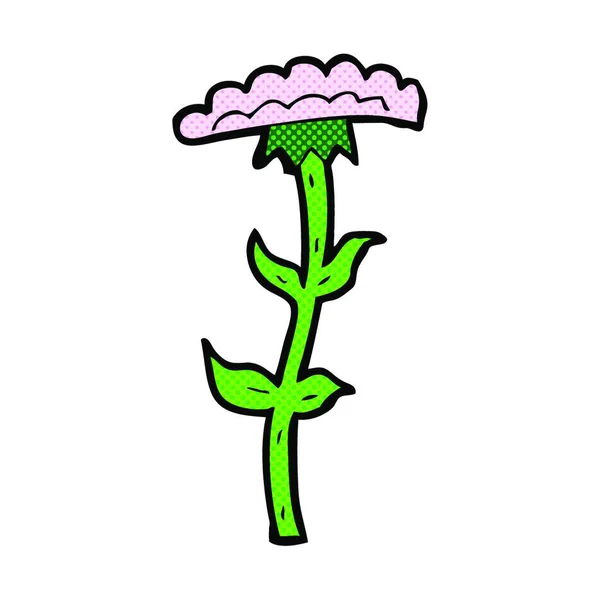 Retro Stripverhaal Stijl Cartoon Bloem — Stockvector