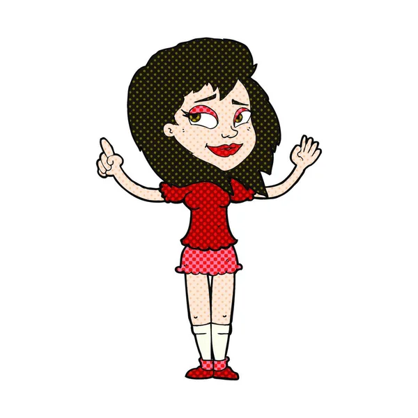 Retro Quadrinhos Estilo Cartoon Mulher Com Ideia —  Vetores de Stock