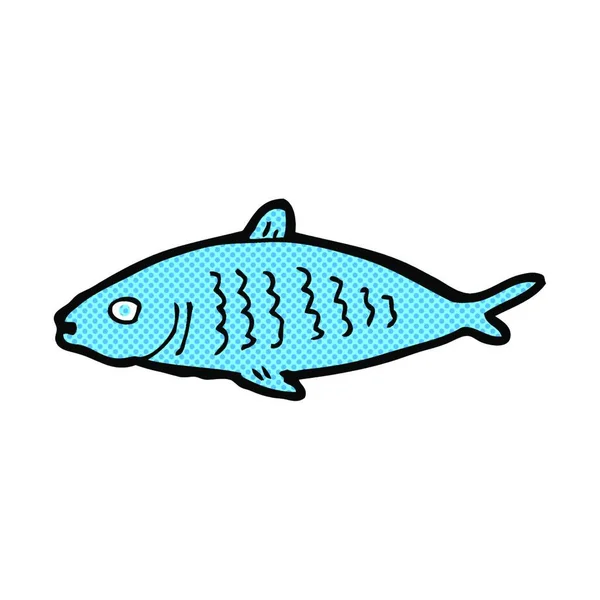 Gaya Retro Komik Ikan Kartun - Stok Vektor