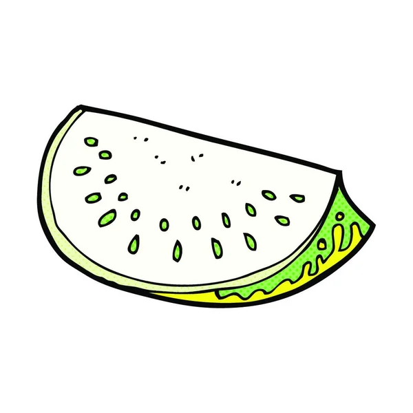 Retro Cómic Estilo Caricatura Melón Rebanada — Vector de stock