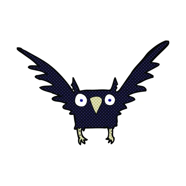 Retro Quadrinhos Estilo Desenho Animado Pássaro Assustador — Vetor de Stock