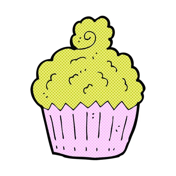 Retro Comic Buch Style Cartoon Cupcake — Stockvektor