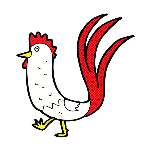 Gallo Cartone Animato Stile Fumetto Retrò — Vettoriale Stock