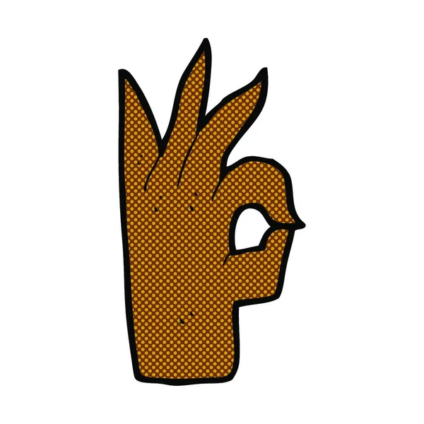 Retro Comic Book Style Cartoon Okay Hand Gesture — Stock Vector