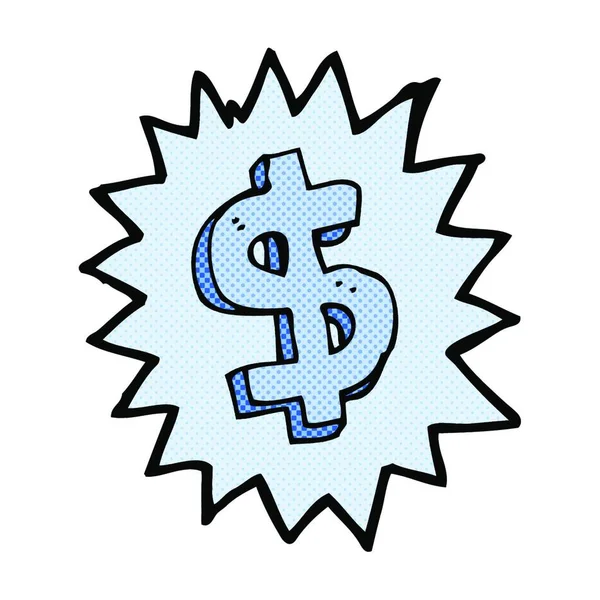 Rétro Bande Dessinée Style Dessin Animé Dollar Symbole — Image vectorielle