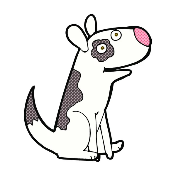 Retro Stripverhaal Stijl Cartoon Gelukkig Hond — Stockvector