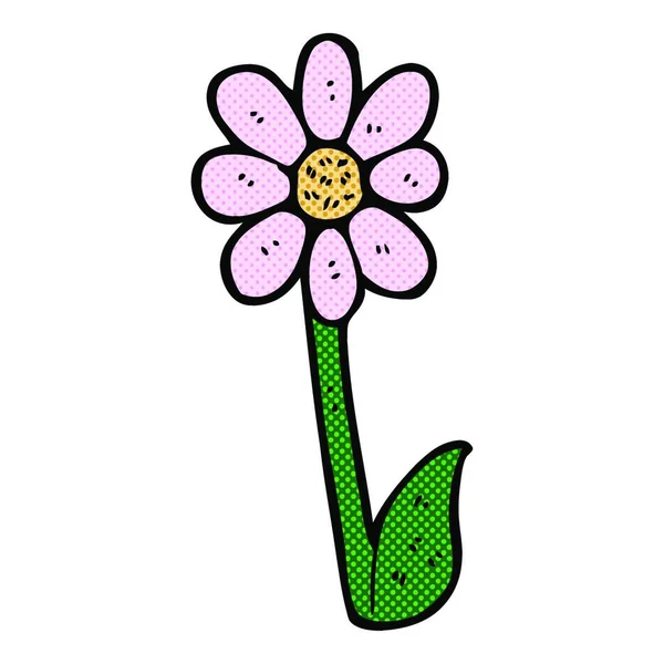 Retro Cómic Estilo Flor Dibujos Animados — Vector de stock