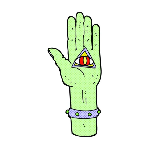 Retro Comic Buch Stil Cartoon Gespenstische Hand Symbol — Stockvektor