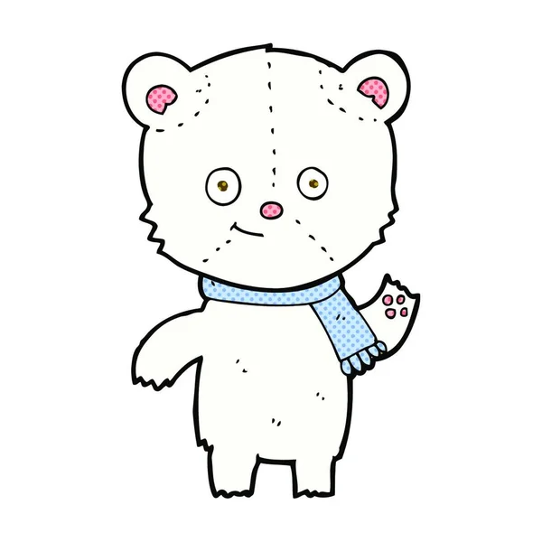 Retro Quadrinhos Estilo Desenho Animado Polar Urso Acenando —  Vetores de Stock