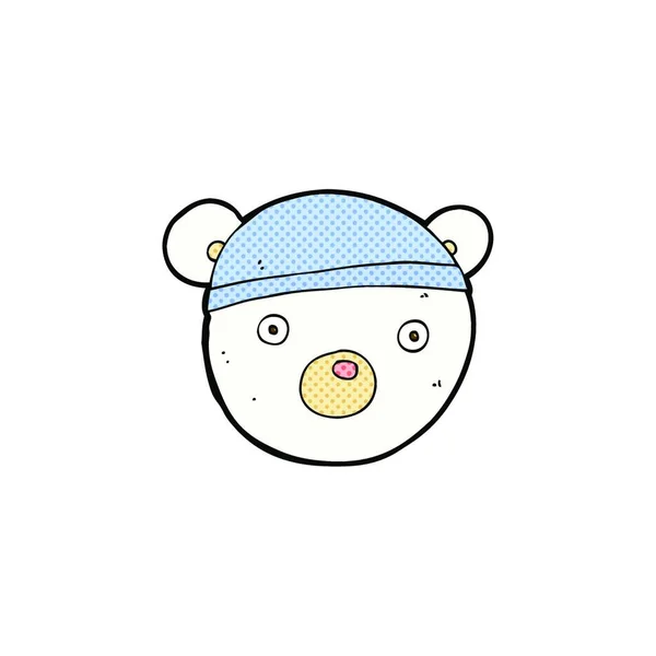 Retro Comic Book Style Cartoon Polar Bear Cub Wearing Hat — Stock Vector