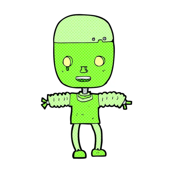 Retro Cómic Estilo Robot Dibujos Animados — Vector de stock