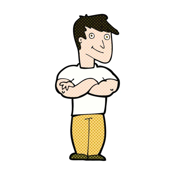 Retro Comic Book Style Cartoon Muscular Man — Stock Vector