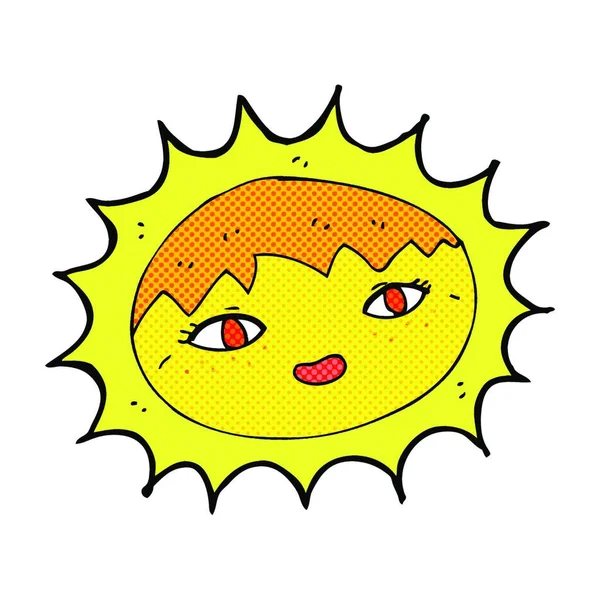 Retro Comic Style Cartoon Pretty Sun — стоковый вектор