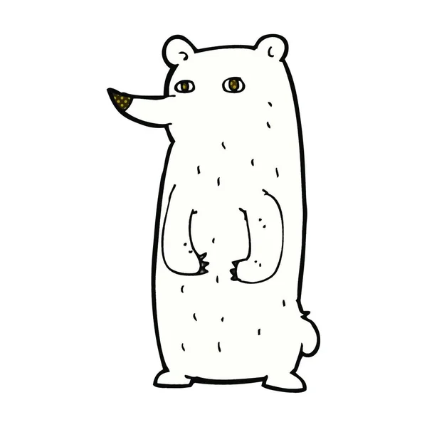 Śmieszne Retro Komiks Styl Kreskówki Niedźwiedź Polarny — Wektor stockowy