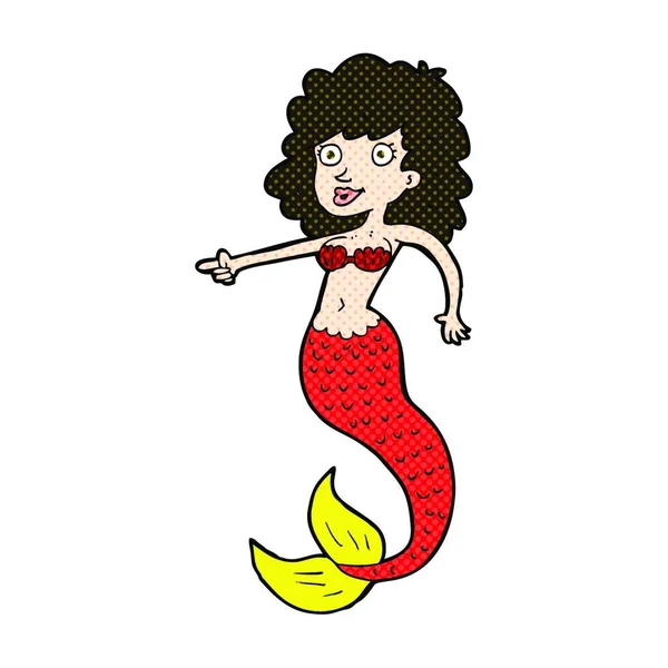 Retro Komiks Styl Karikatura Mořská Panna — Stockový vektor