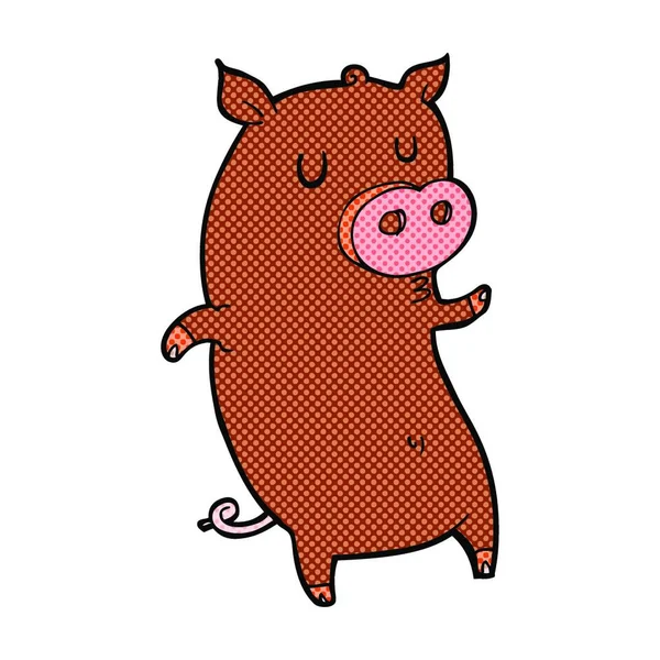 Lustige Retro Comic Buch Stil Cartoon Schwein — Stockvektor