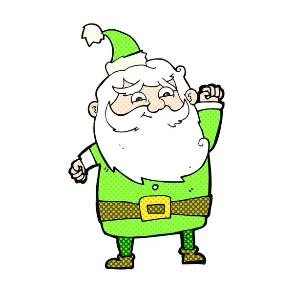 Rétro Style Bande Dessinée Santa Claus — Image vectorielle