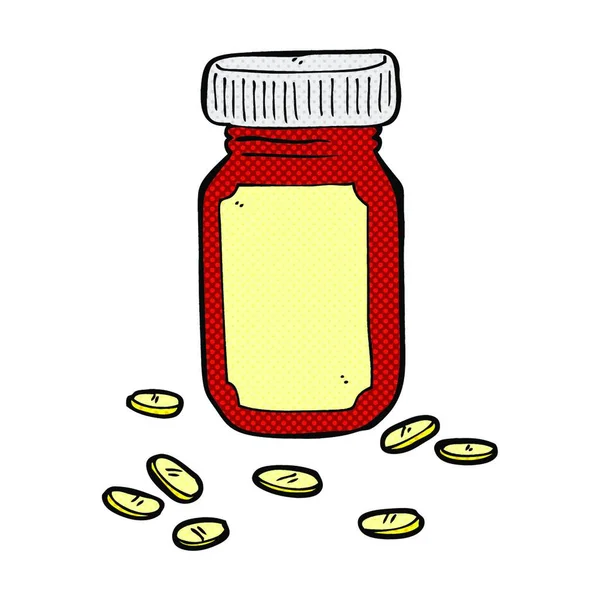 Retro Quadrinhos Estilo Cartoon Jar Pílulas — Vetor de Stock