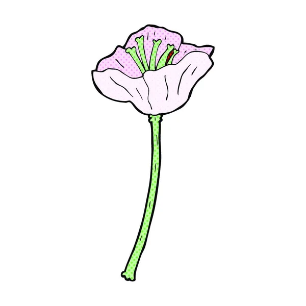 Retro Cómic Estilo Flor Dibujos Animados — Vector de stock