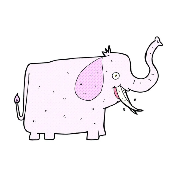 Retro Comic Book Style Cartoon Happy Elephant — Stock Vector