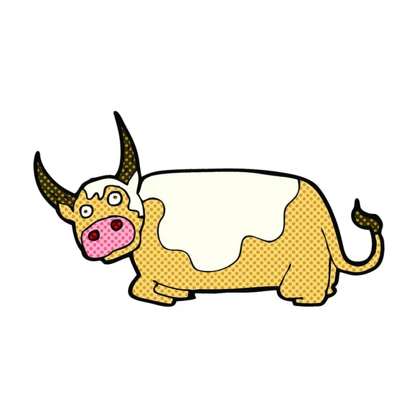 Retro Stripverhaal Stijl Cartoon Stier — Stockvector