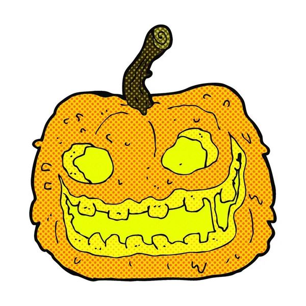 Retro Comic Book Style Cartoon Spooky Pumpkin — Stock Vector
