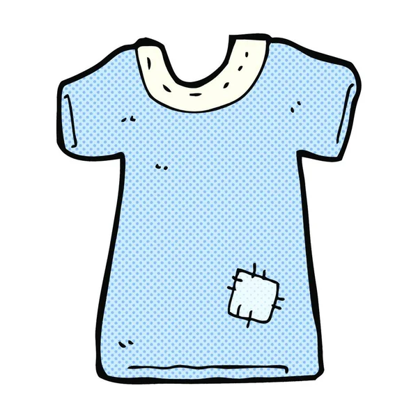 Rétro Bande Dessinée Style Dessin Animé Patché Vieux Tee Shirt — Image vectorielle