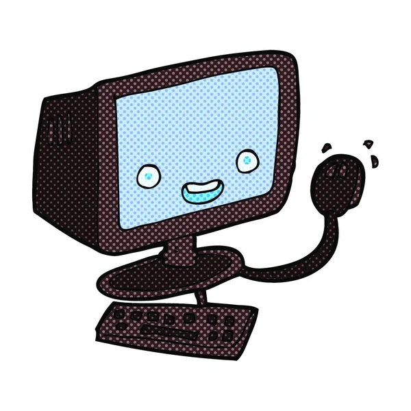 レトロ漫画スタイルの漫画のコンピュータ — ストックベクタ