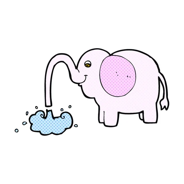 Retro Comic Book Style Cartoon Elephant Squirting Water — Stock Vector