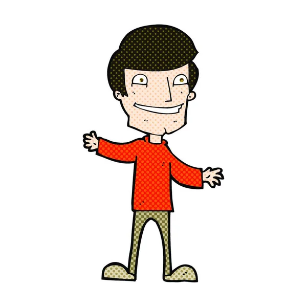 Retro Cómic Estilo Caricatura Sonriendo Hombre — Vector de stock