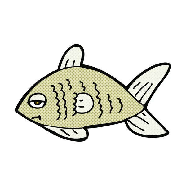 Retro Comic Book Style Cartoon Funny Fish — Stock Vector