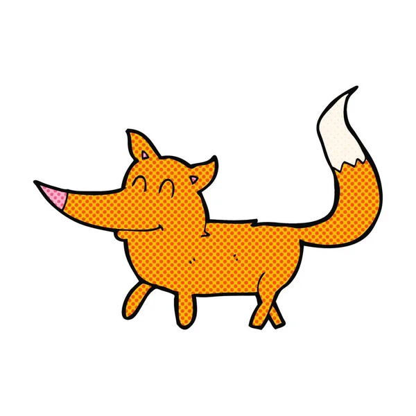 レトロ漫画スタイルの漫画の小さな狐 — ストックベクタ