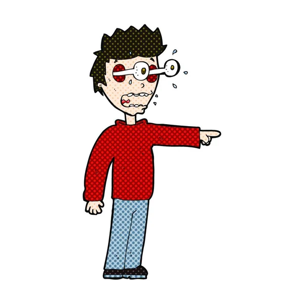 Retro Komiks Styl Kreslený Muž Vyskakující Oči — Stockový vektor