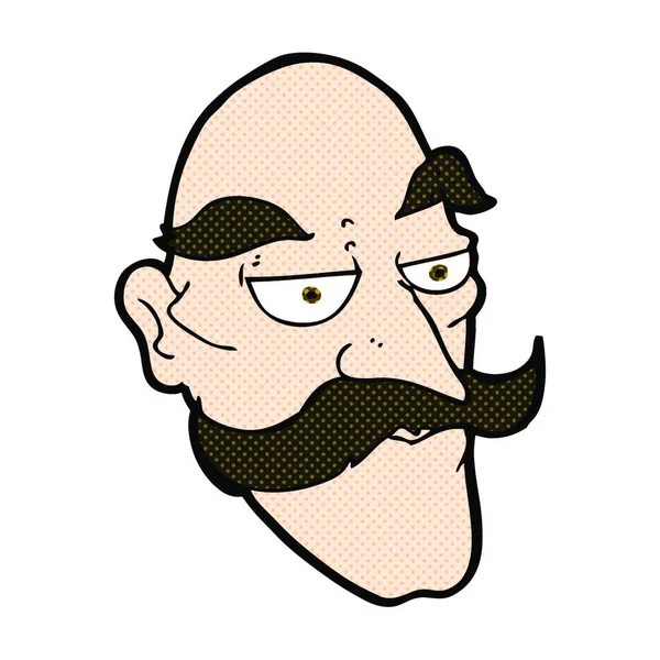 Retro Komiks Styl Kreslený Starý Muž Tvář — Stockový vektor