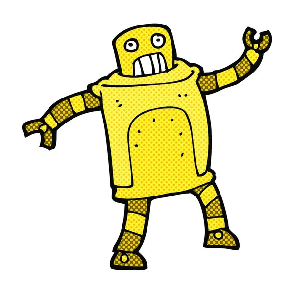 レトロ漫画スタイルの漫画ロボット — ストックベクタ