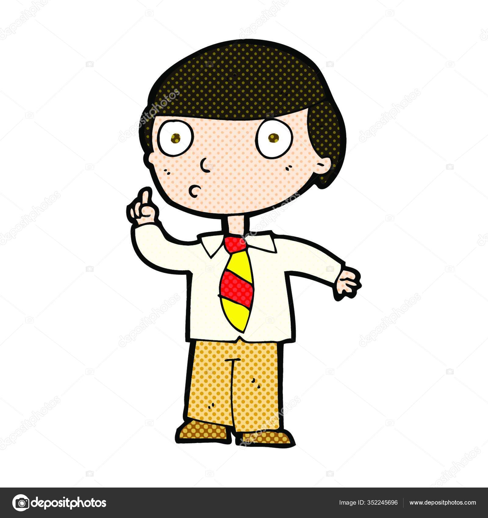 Retro Comic Style Cartoon School Boy Векторное Изображение.