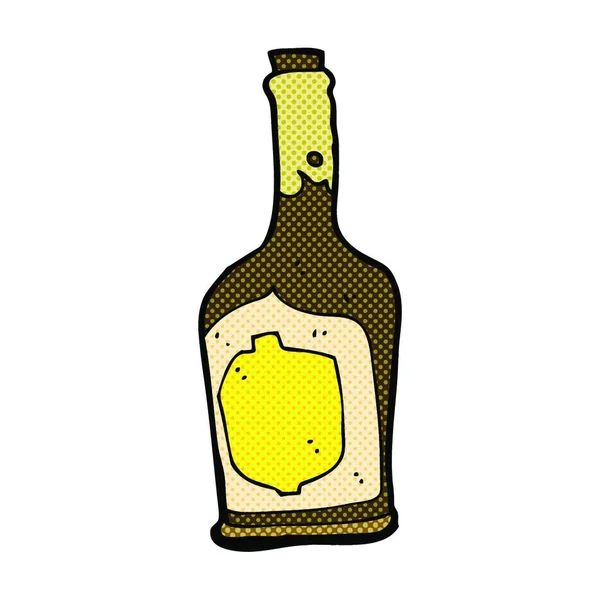 Botella Dibujos Animados Estilo Cómic Retro Ron — Vector de stock