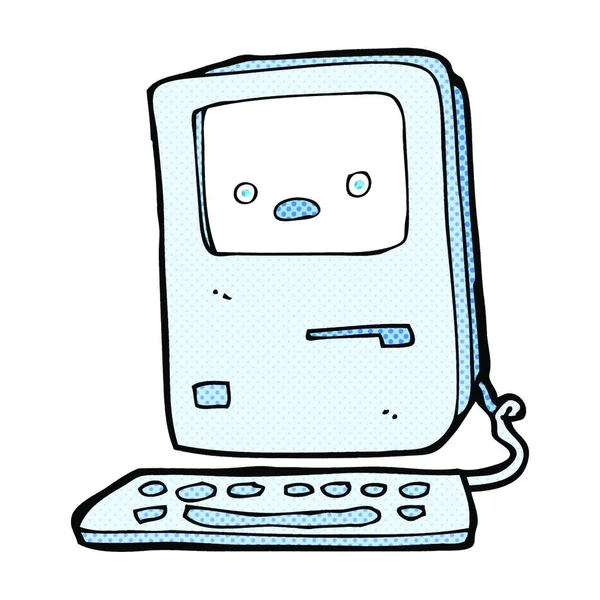 Retro Comic Book Style Cartoon Old Computer — Stock Vector