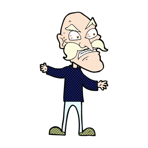 Retro Çizgi Roman Tarzı Kızgın Yaşlı Adam — Stok Vektör