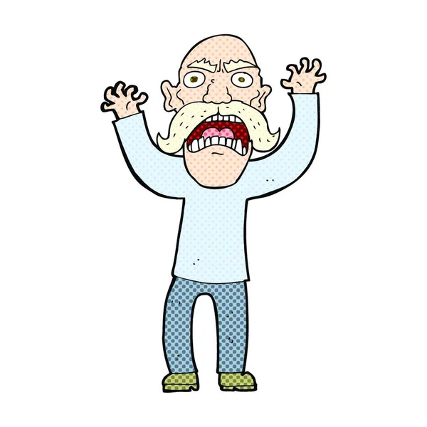 Retro Comic Style Cartoon Angry Old Man — стоковый вектор