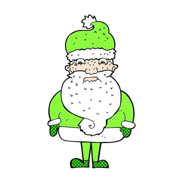 Retro Comic Book Style Cartoon Grumpy Santa Claus — Stock Vector
