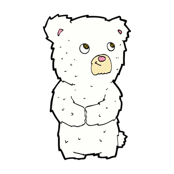 Retro Quadrinhos Estilo Desenho Animado Polar Urso Filhote —  Vetores de Stock